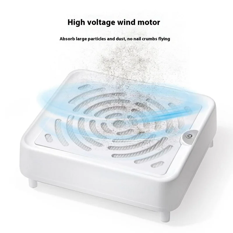 DC-SD001 Mini Aspirateur à poussière de clous carré Faible bruit Aspirateur de bureau à haute puissance pour salon de manucure - Blanc / Prise US