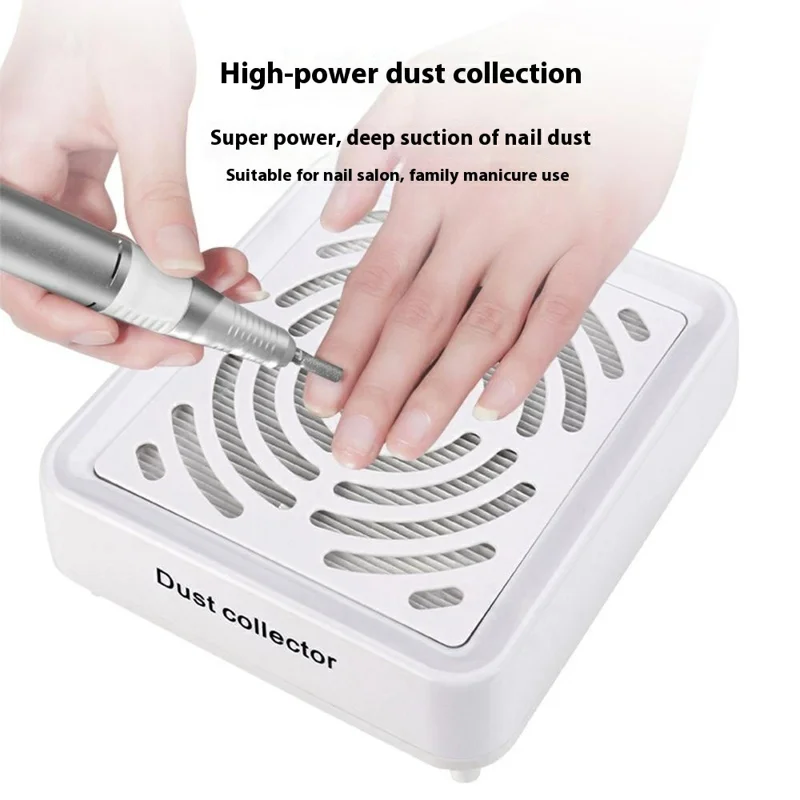 DC-SD001 Mini Aspirateur à poussière de clous carré Faible bruit Aspirateur de bureau à haute puissance pour salon de manucure - Blanc / Prise US