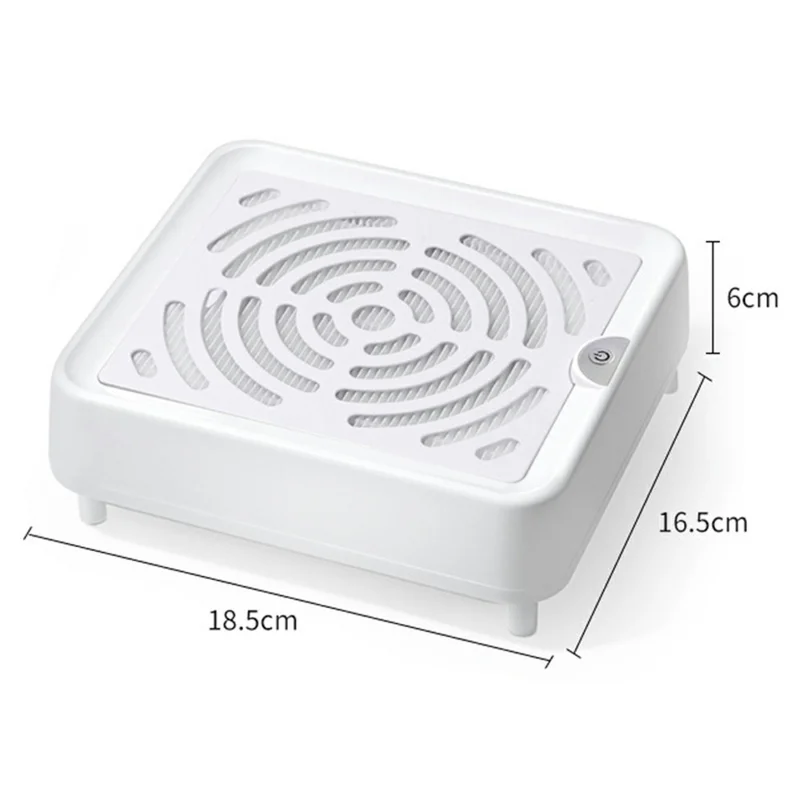 DC-SD001 Mini Aspirateur à poussière de clous carré Faible bruit Aspirateur de bureau à haute puissance pour salon de manucure - Blanc / Prise US