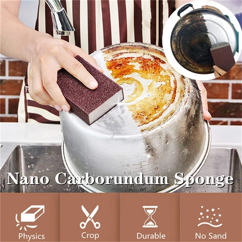 Pack de 3 Esponjas de Limpieza para Cocina - Bloque de Carburo de Silicio para Eliminar Óxido en Ollas, Sartenes, Fregaderos y Azulejos - Marrón