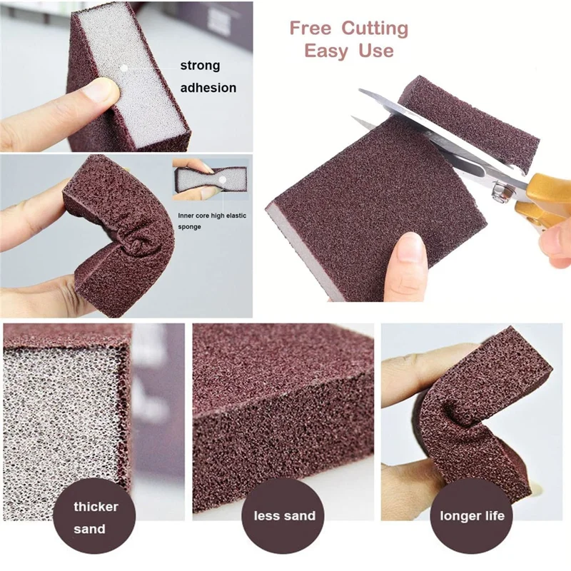 Pack de 3 Esponjas de Limpieza para Cocina - Bloque de Carburo de Silicio para Eliminar Óxido en Ollas, Sartenes, Fregaderos y Azulejos - Marrón