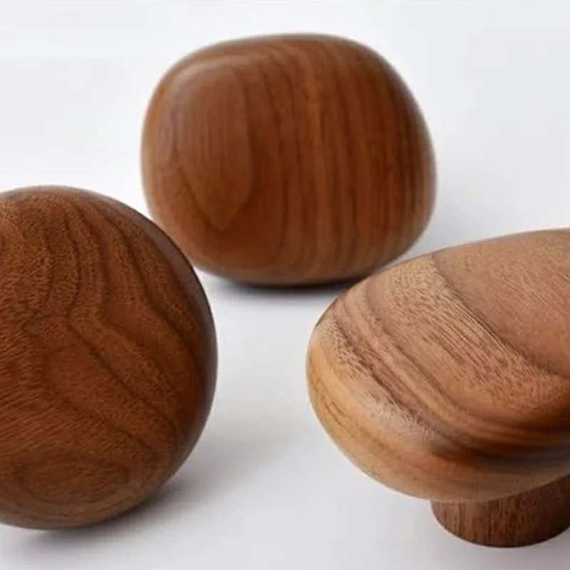 Set da 4 Ganci da Parete Nordici a Forma di Sasso con Appendiabiti in Legno per Cassetti