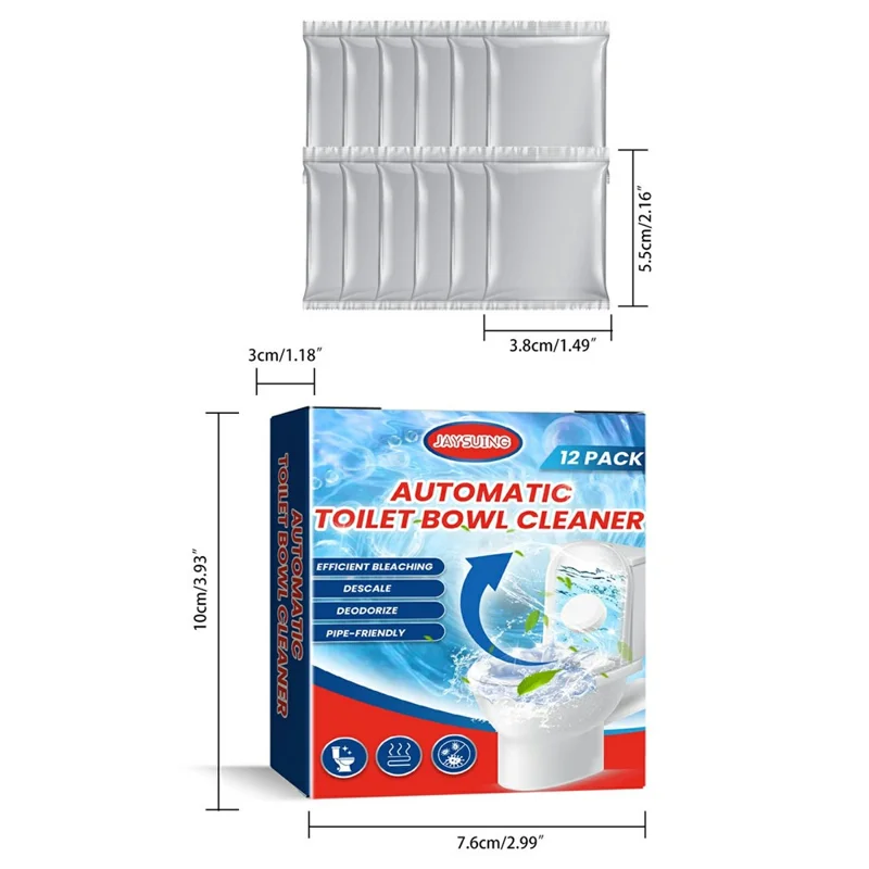 JAYSUING JA082302211 12Pcs Toilet Bowl Cleaning Tablets Stain Remover Deodorizer for Home Hotel