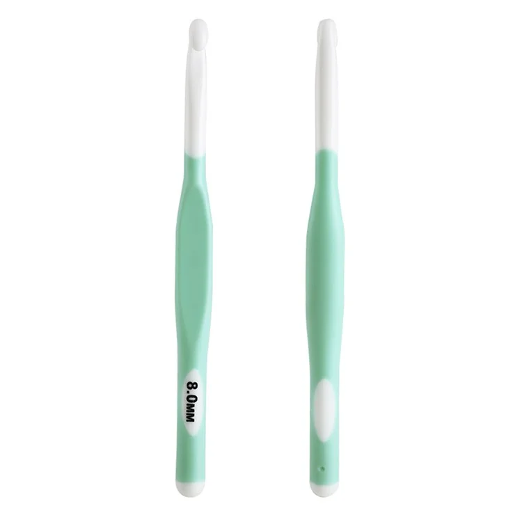 CH138-2 1Peça 8mm Agulha de Tricô com Empunhadura Macia Ergonômica, Agulha de Crochê para Tecelagem, Ferramenta de Artesanato DIY - Verde