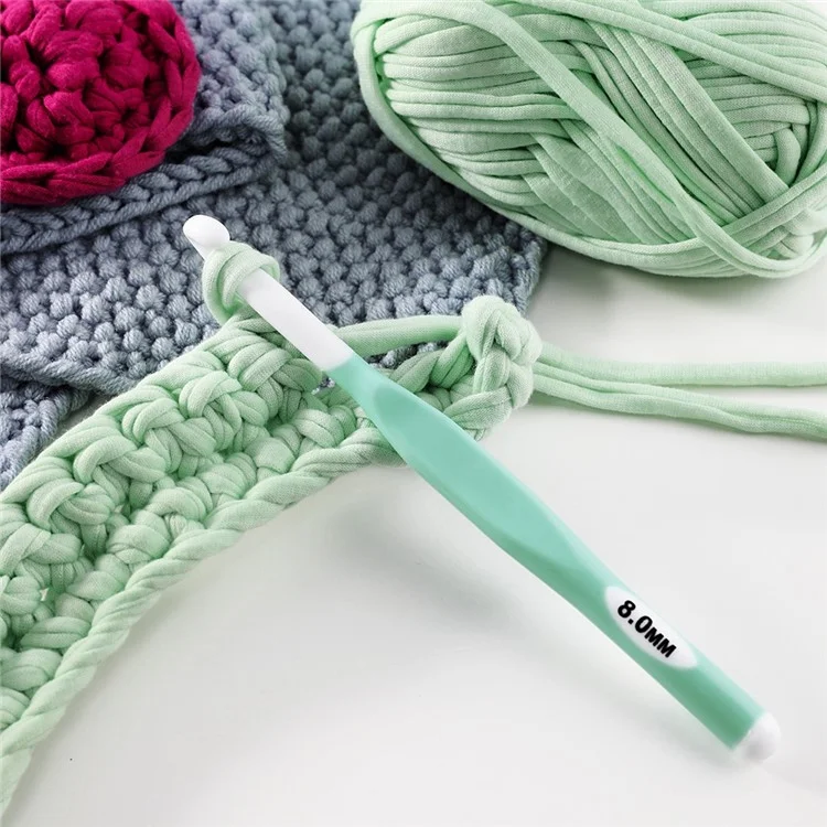CH138-2 1Peça 8mm Agulha de Tricô com Empunhadura Macia Ergonômica, Agulha de Crochê para Tecelagem, Ferramenta de Artesanato DIY - Verde
