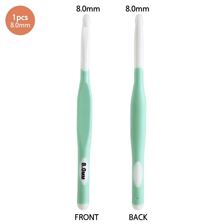 CH138-2 1Peça 8mm Agulha de Tricô com Empunhadura Macia Ergonômica, Agulha de Crochê para Tecelagem, Ferramenta de Artesanato DIY - Verde