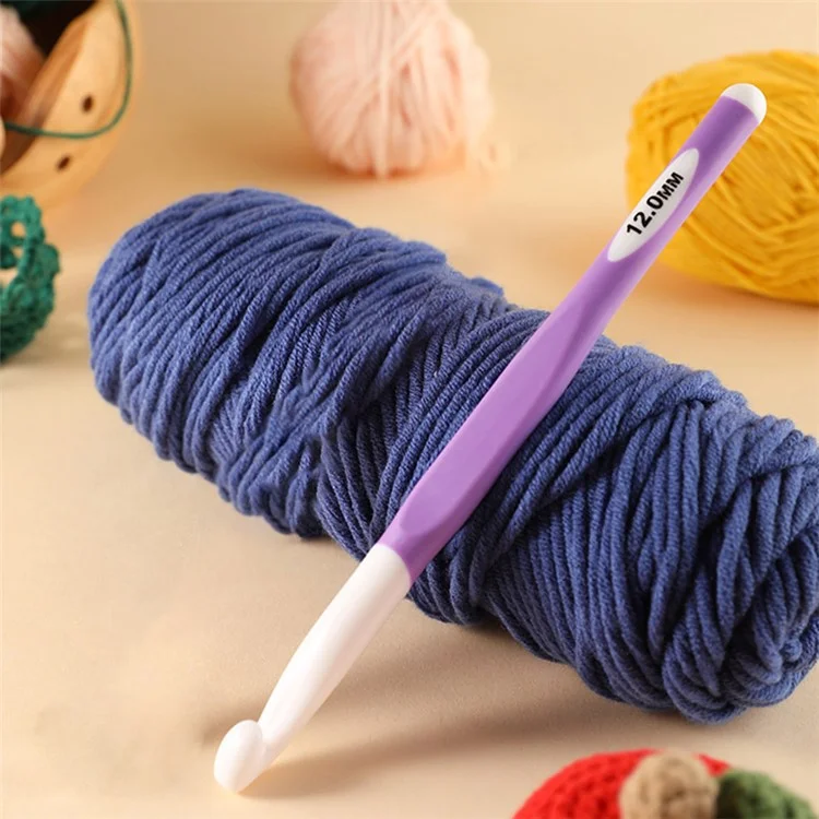 CH138-2 1Peça 12mm Agulha de Tricô de Manuseio Macio TPR Agulha de Crochê Tricô Tecelagem Agulhas de Crochê Ferramenta de Artesanato DIY - Roxo