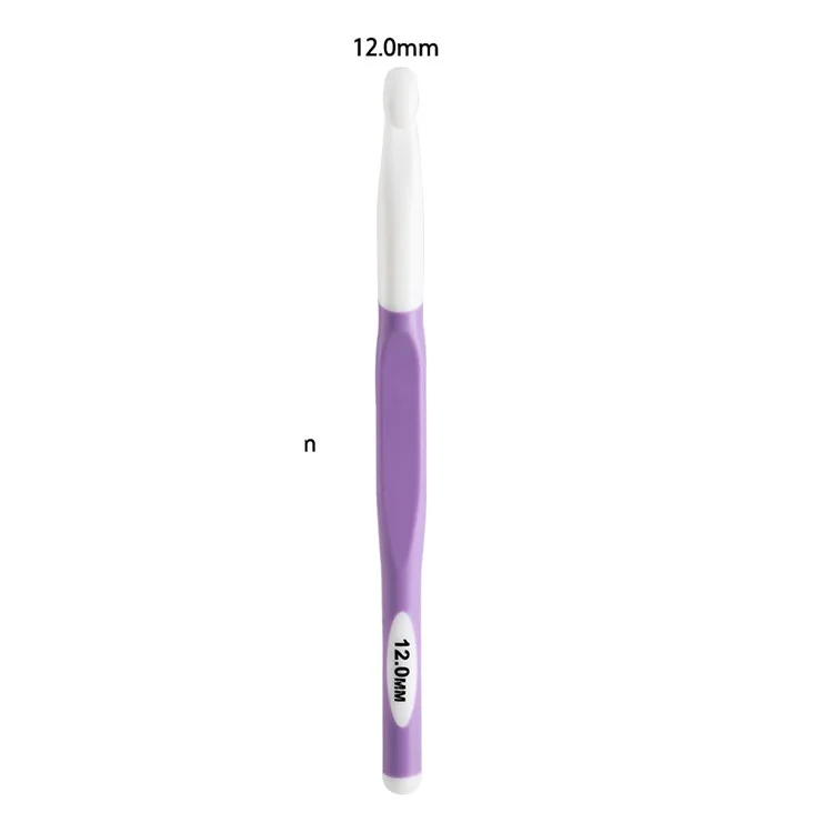 CH138-2 1Peça 12mm Agulha de Tricô de Manuseio Macio TPR Agulha de Crochê Tricô Tecelagem Agulhas de Crochê Ferramenta de Artesanato DIY - Roxo