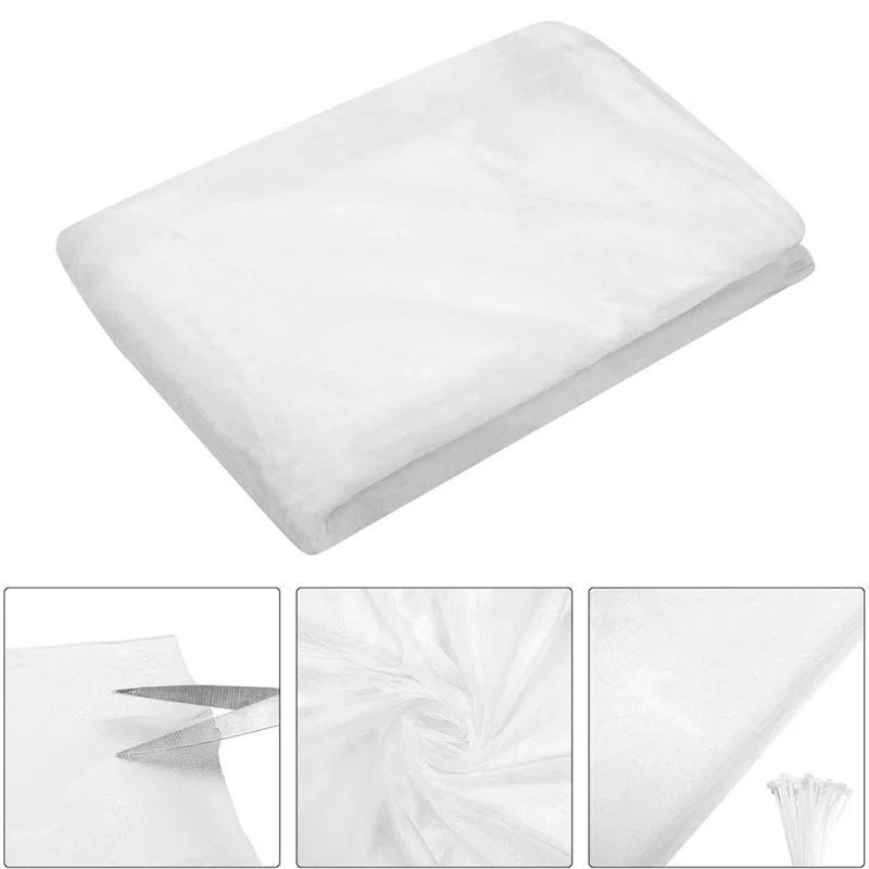 2.4 x 4m Outdoor Garden Mosquito Net Insect Barrier Vegetable Tent Plant Protective Cover for Patio / Yard / Greenhouse - White