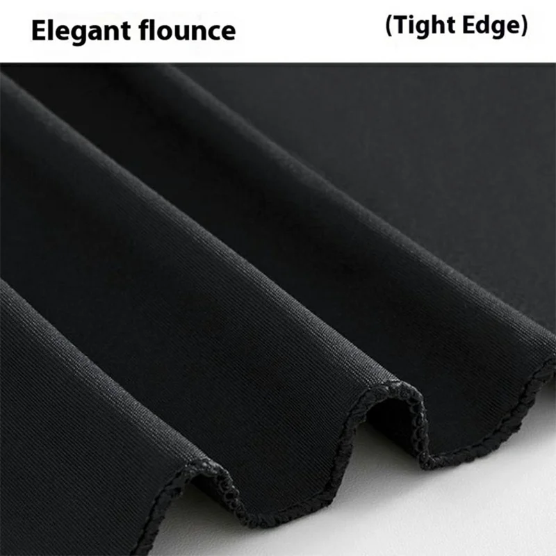 Falda para mesa redonda de 6 pies Color sólido Mantel elástico para boda, banquete y decoración de fiestas - Negro