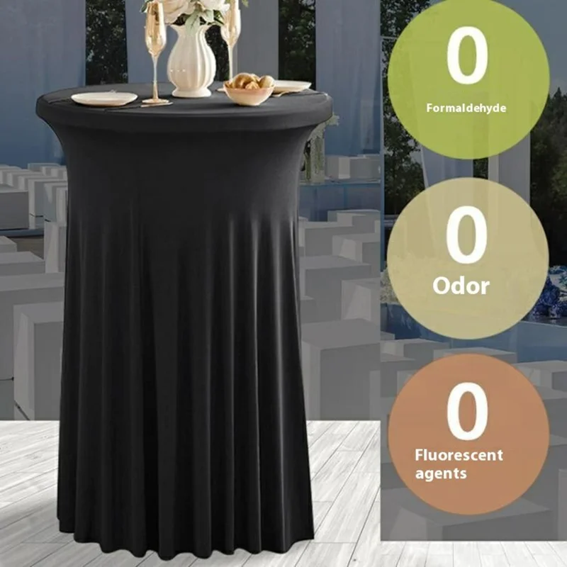 Table ronde cocktail élégante de 60 x 110 cm Housse pour événements professionnels Nappe de table à volant de couleur unie - Blanc