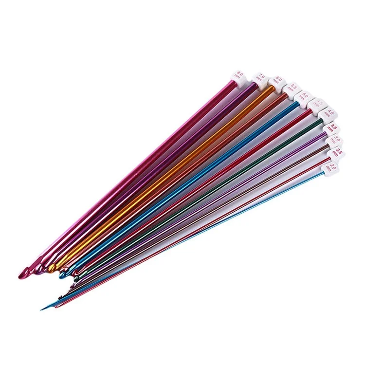 CH014 11Peças 27cm Ganchos de Crochê Tunisianos Conjunto de Agulhas de Tricô Artesanal Doméstico, Ferramenta de Tricô e Crochê, 2mm - 8mm