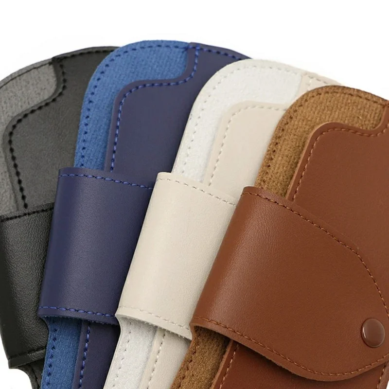 Portable Eyeglass Case Neck Hanging Sunglasses Holder PU Leather Reading Glasses Storage Pouch - Coffee