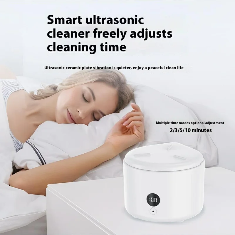 SL103B 4 Modes Ultrasonic Cleaner for Dentures Contact Lenses Jewelry Watch UV Sterilizer, EU Plug - White