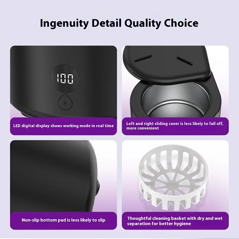 SL103B 4 Modes Ultrasonic Cleaner for Dentures Contact Lenses Jewelry Watch UV Sterilizer, EU Plug - White