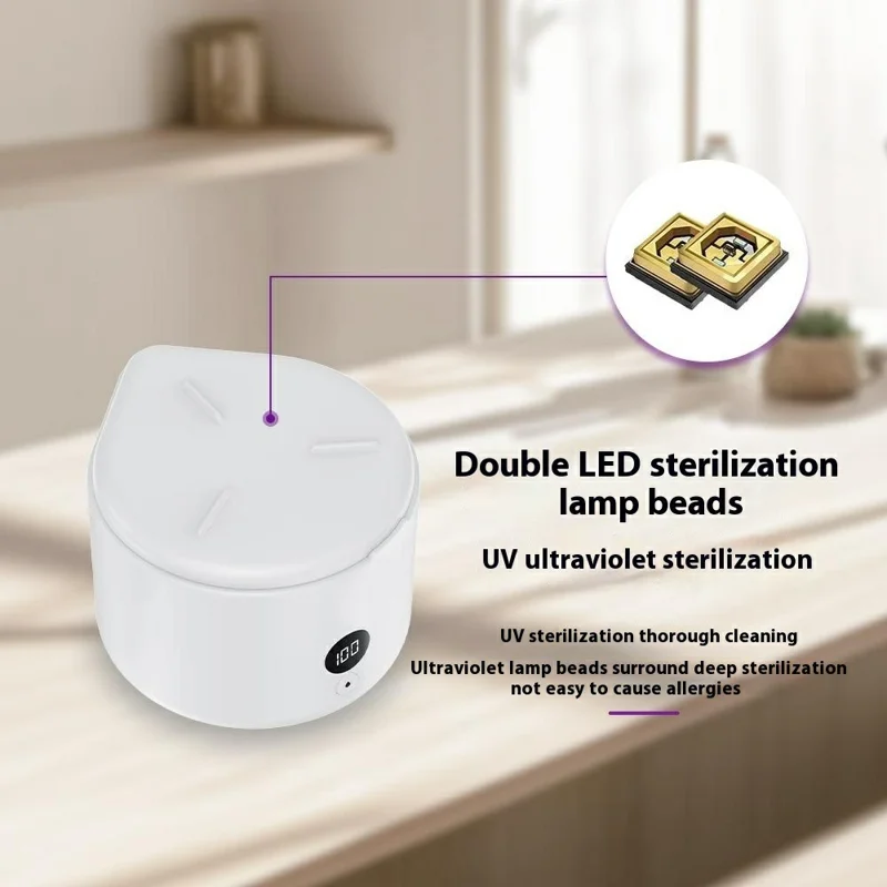 SL103B 4 Modes Ultrasonic Cleaner for Dentures Contact Lenses Jewelry Watch UV Sterilizer, EU Plug - White