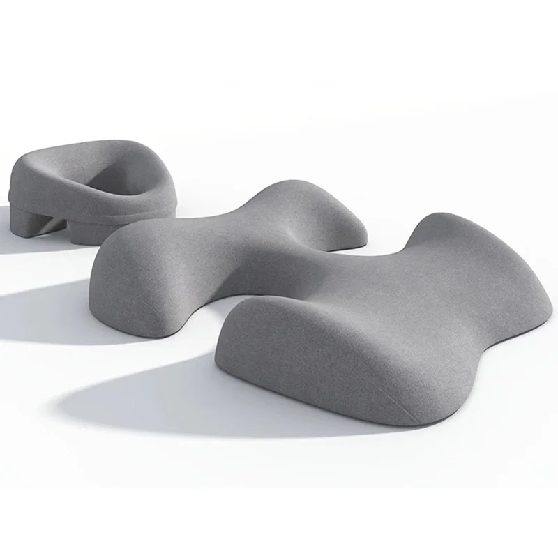 2Pcs  /  Set Ergonomic Memory Foam Face Down Pillow T-Shaped Chest Cushion for Massage Spa - Light Grey