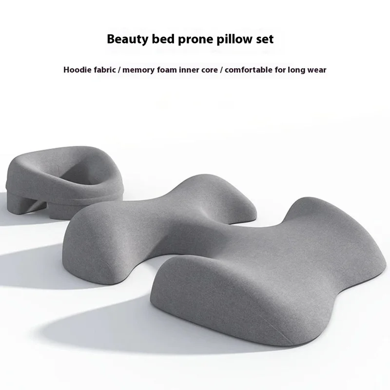 2Pcs  /  Set Ergonomic Memory Foam Face Down Pillow T-Shaped Chest Cushion for Massage Spa - Light Grey