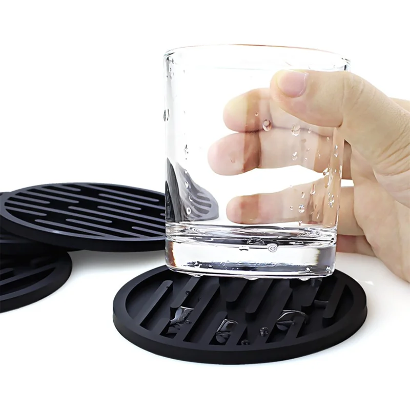 Conjunto de 6 Porta-copos de Silicone com Suporte de Metal, 10 cm de Diâmetro, Resistentes ao Calor e Antiderrapantes - Pentágono / Verde Feijão