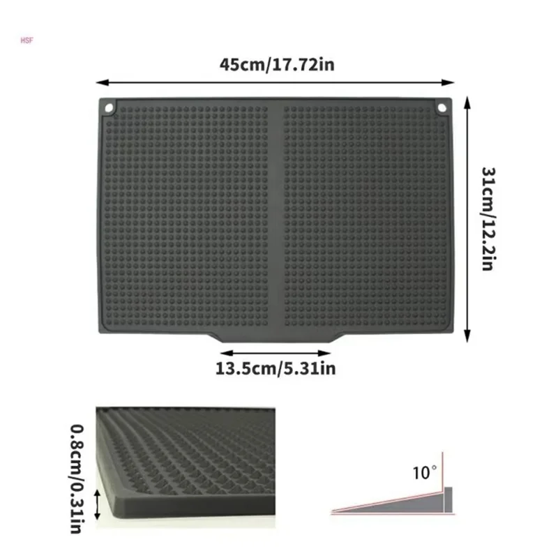 Tapete de Silicone para Cozinha 45 x 30cm - Protetor de Bancada Antiderrapante Resistente ao Calor com Listras - Cinza Escuro