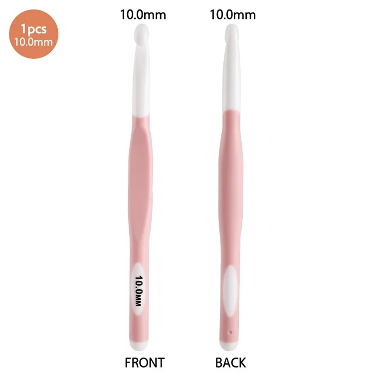 CH138-2 1 Stück 10mm Garn Häkelnadel Weberei Häkelnadel Stricknadel mit weichem Griff DIY Craft-Tool - Pink
