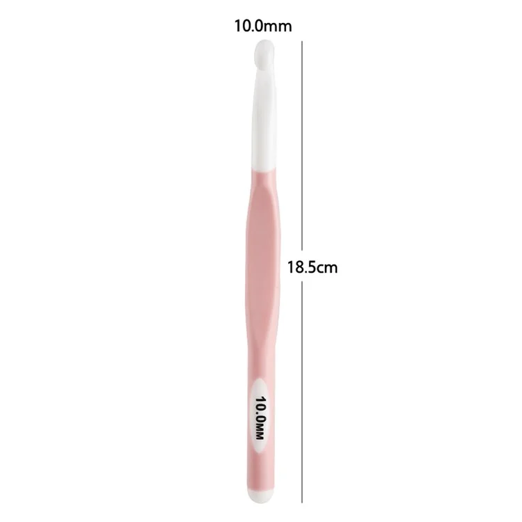 CH138-2 1 Stück 10mm Garn Häkelnadel Weberei Häkelnadel Stricknadel mit weichem Griff DIY Craft-Tool - Pink
