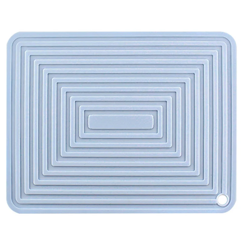 Ripple Design Silicone Draining Mat Kitchen Heat Resistant Pad Countertop Protector, 29x23cm - Baby Blue