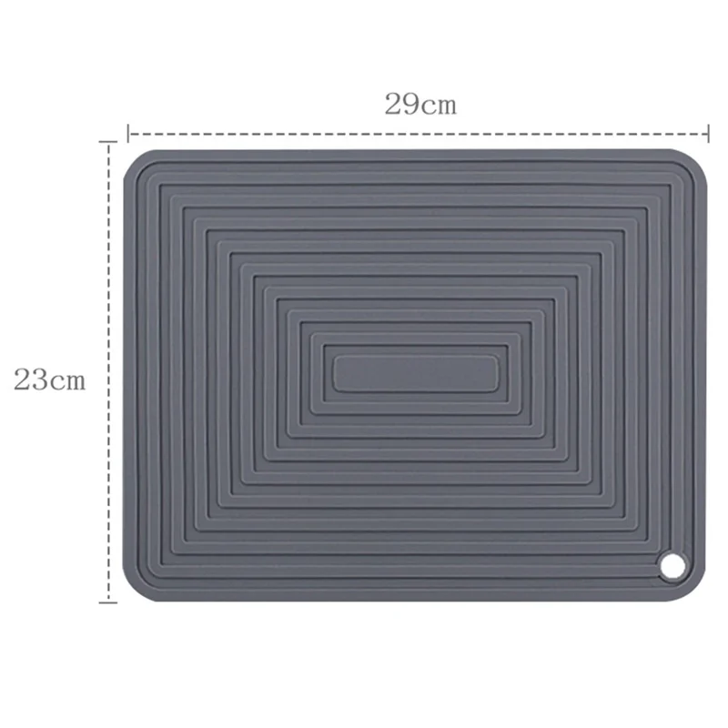 Ripple Design Silicone Draining Mat Kitchen Heat Resistant Pad Countertop Protector, 29x23cm - Baby Blue