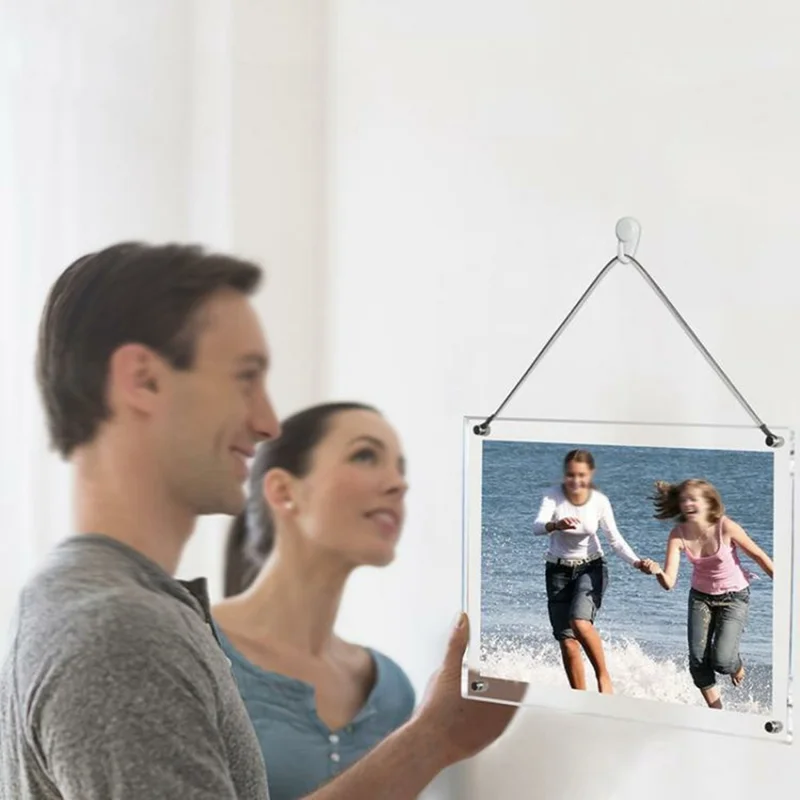 Porta-Retratos de Acrílico Transparente Tamanho A4 para Parede e Mesa - Suporte de Exibição Multiuso