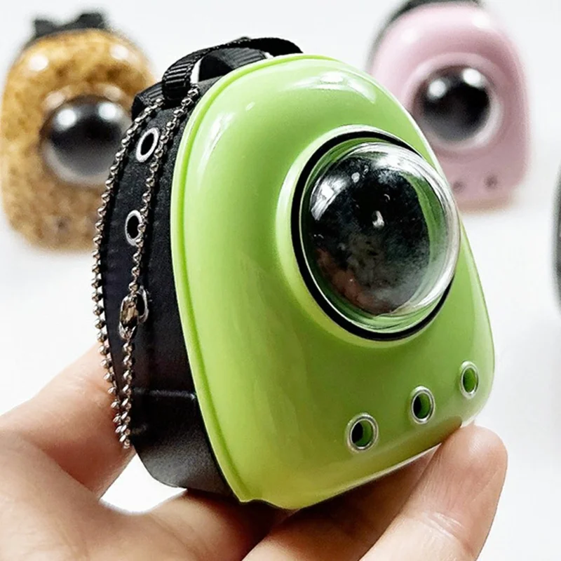 Mini Cápsula Espacial Transportadora de Gatos para Decoração de Cenário de Casa de Bonecas - Mochila de Viagem para Bonecas - Verde