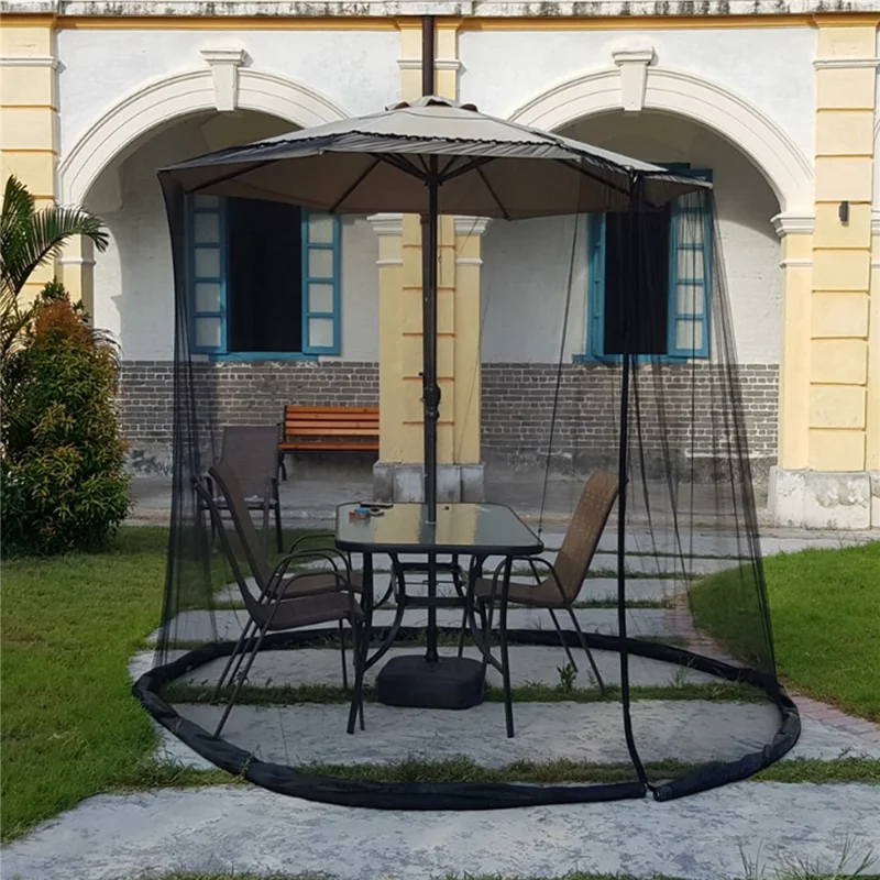 300 x 230cm Mosquito Netting Canopy Anti Insect Umbrella Mesh Cover for Outdoor Patio - Black