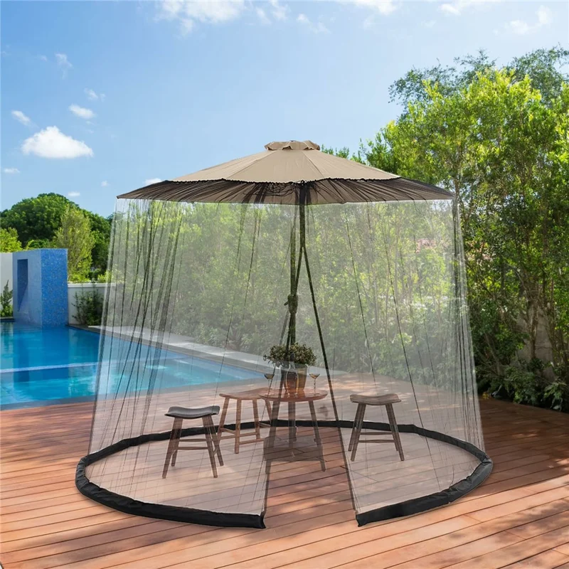 300 x 230cm Mosquito Netting Canopy Anti Insect Umbrella Mesh Cover for Outdoor Patio - Black
