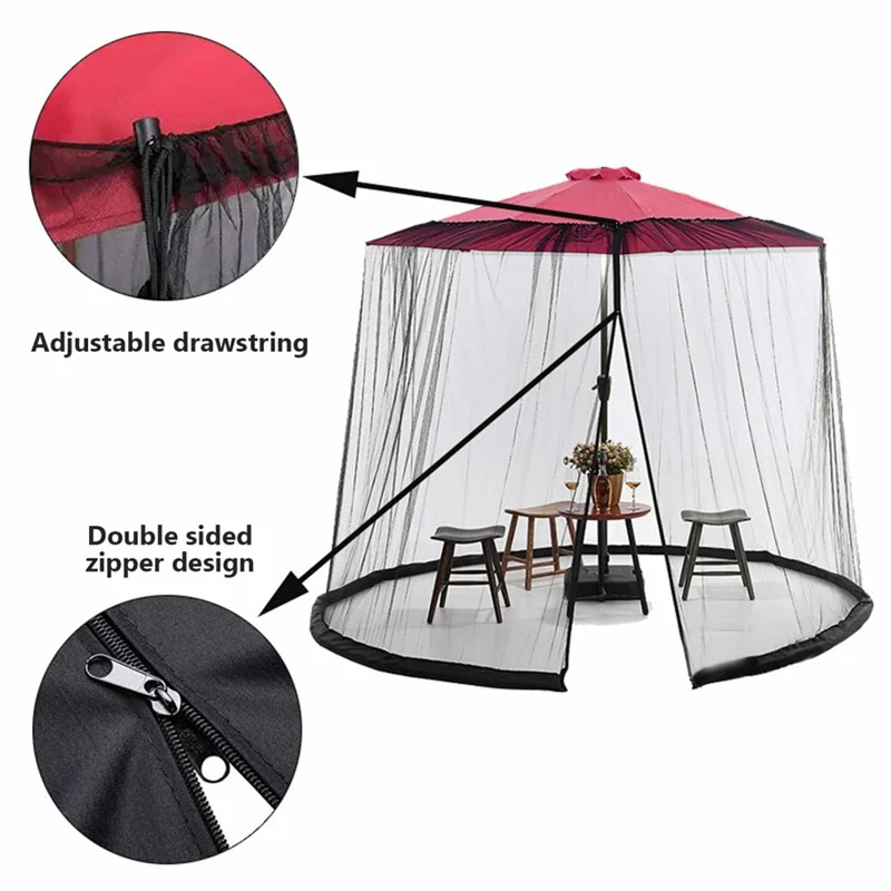 300 x 230cm Mosquito Netting Canopy Anti Insect Umbrella Mesh Cover for Outdoor Patio - Black