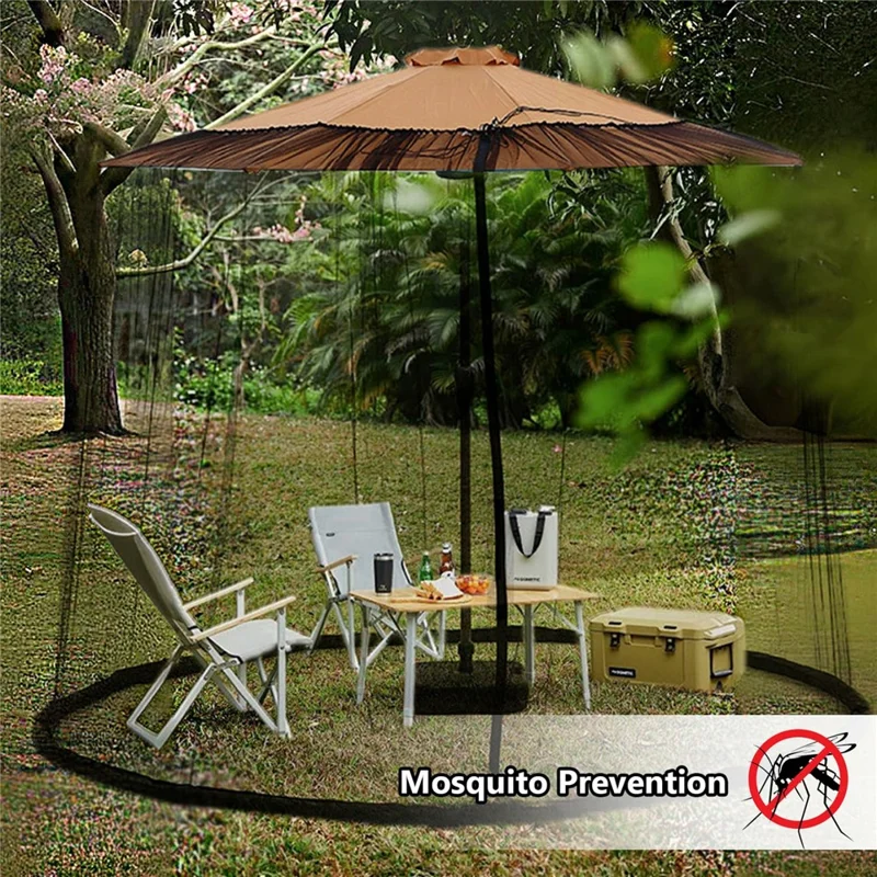 300 x 230cm Mosquito Netting Canopy Anti Insect Umbrella Mesh Cover for Outdoor Patio - Black