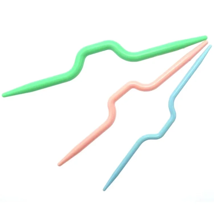 C532052 Conjunto de 3 Agulhas de Crochê Curvas para Tricô, Agulhas Manuais Curvas para Suéter