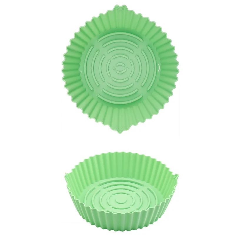 Forma de Silicone para Forno Fritadeira de 19 cm Resistente ao Calor Dobrável Redonda para Bolo (Sem BPA, Certificado FDA) - Ciano