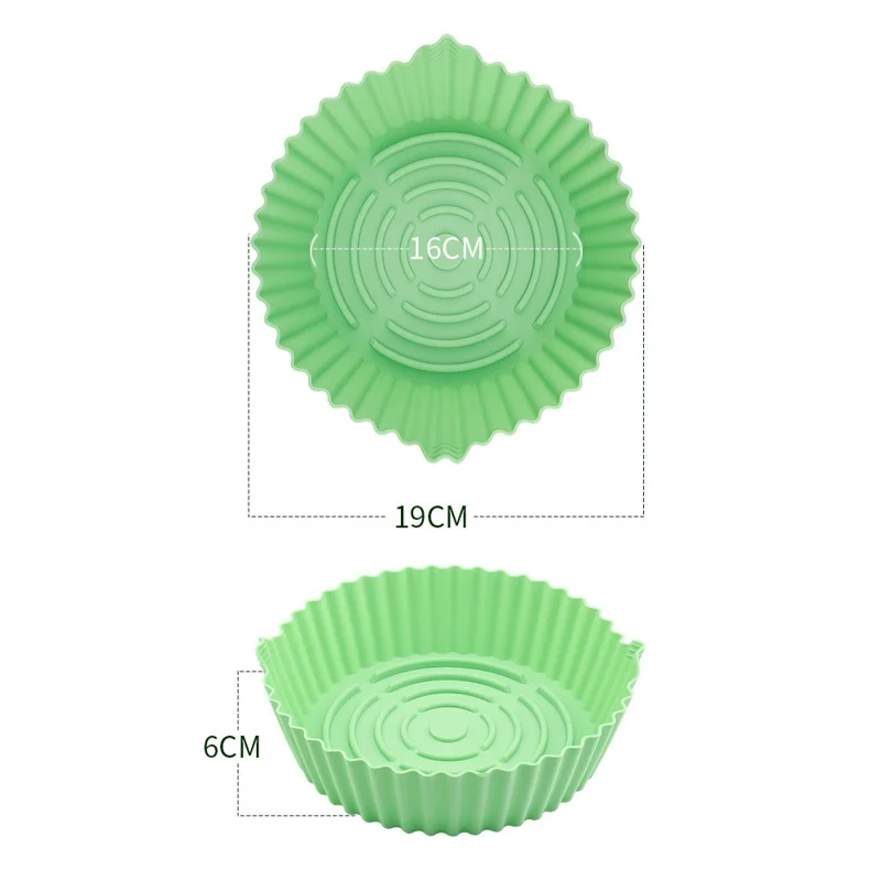 Forma de Silicone para Forno Fritadeira de 19 cm Resistente ao Calor Dobrável Redonda para Bolo (Sem BPA, Certificado FDA) - Ciano