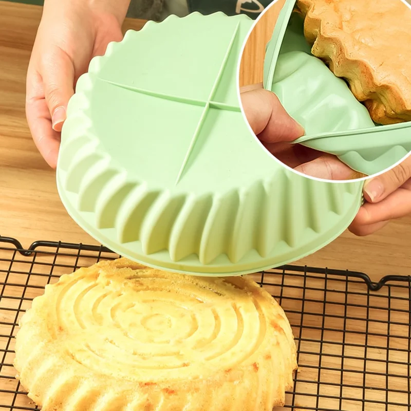 Forma de Silicone para Forno Fritadeira de 19 cm Resistente ao Calor Dobrável Redonda para Bolo (Sem BPA, Certificado FDA) - Ciano