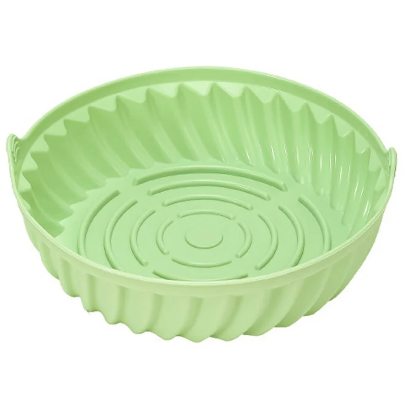 19cm Round Silicone Baking Pan Heat Resistant Air Fryer Oven Foldable Cake Mold (BPA Free, FDA Certified) - Cyan
