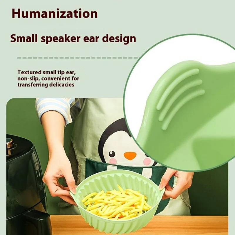 19cm Round Silicone Baking Pan Heat Resistant Air Fryer Oven Foldable Cake Mold (BPA Free, FDA Certified) - Cyan