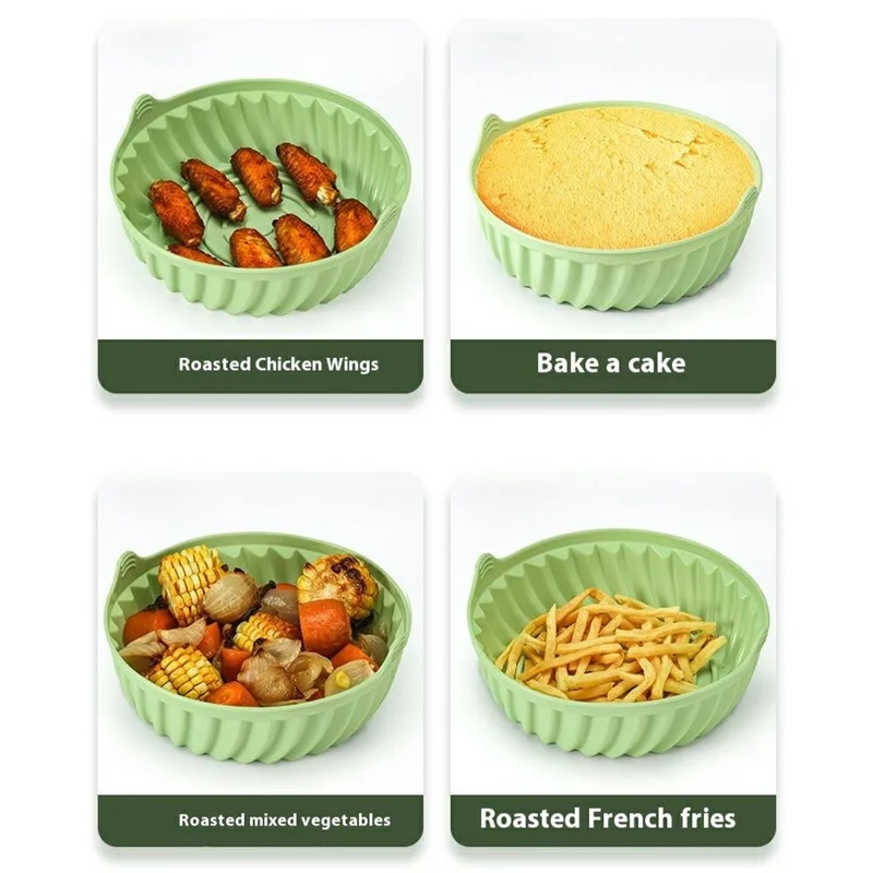 19cm Round Silicone Baking Pan Heat Resistant Air Fryer Oven Foldable Cake Mold (BPA Free, FDA Certified) - Cyan