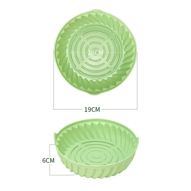 19cm Round Silicone Baking Pan Heat Resistant Air Fryer Oven Foldable Cake Mold (BPA Free, FDA Certified) - Cyan