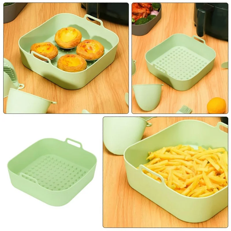 Molde de pastel de silicona plegable para horno de aire de 20 cm, resistente al calor (Sin BPA, Certificado FDA) - Cian