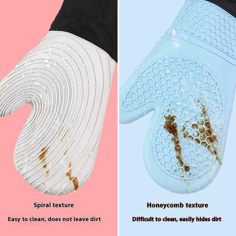1 Paio di Guanti in Silicone Resistenti al Calore per Cottura Antiscottatura (Privi di BPA, Certificati FDA) - Motivo a Spirale Piatta Blu Cielo