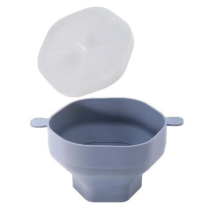 Silicone Popcorn Bowl Microwave Safe Reusable Collapsible Container with Lid  (BPA Free, FDA Certified) - Grey