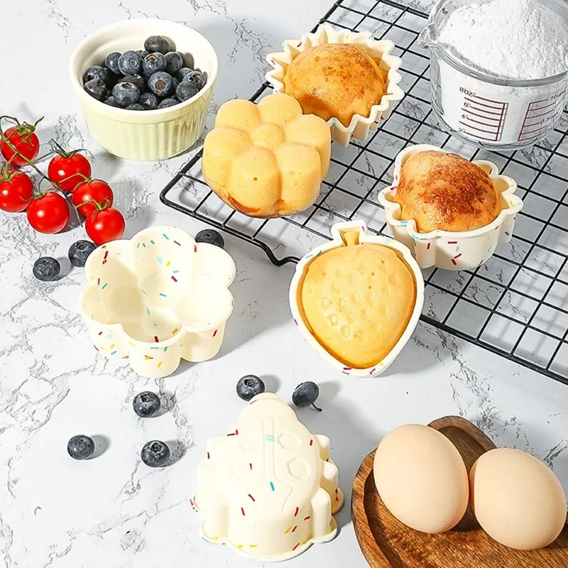 10PCS Moules en silicone pour pâtisserie, Coupe-gâteaux antiadhésifs (Sans BPA, Certifié FDA) - Fraise