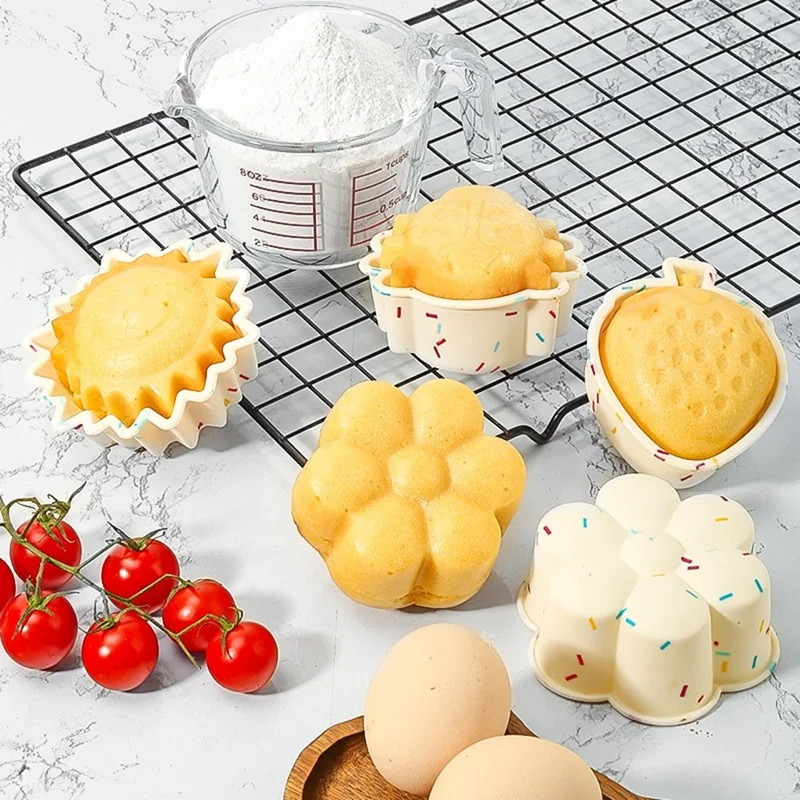 10PCS Moules en silicone pour pâtisserie, Coupe-gâteaux antiadhésifs (Sans BPA, Certifié FDA) - Fraise