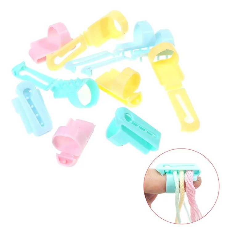 Plastikfinger Splitter Pullover Wolle Strickwerkzeug 4 Garnführung Fingerhut Nähzubehör - Hellgrün