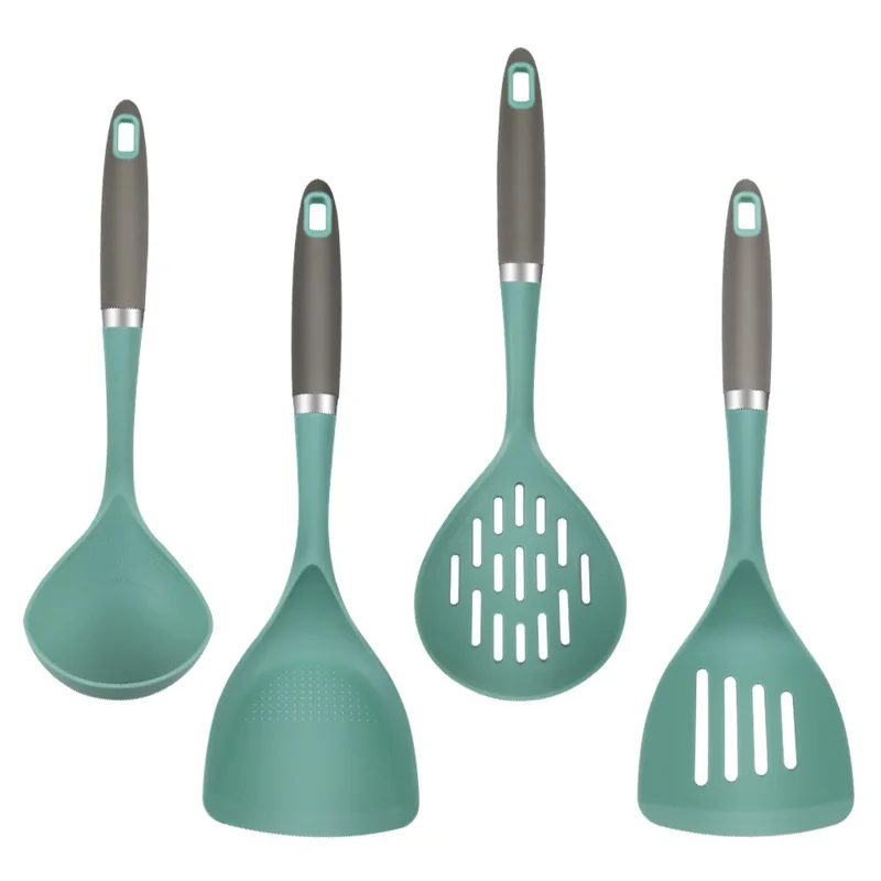 4Pcs / Set Silicone Kitchen Utensils Spatula Ladle Non-Stick Pan Cooking Tools (BPA Free, FDA Certified)