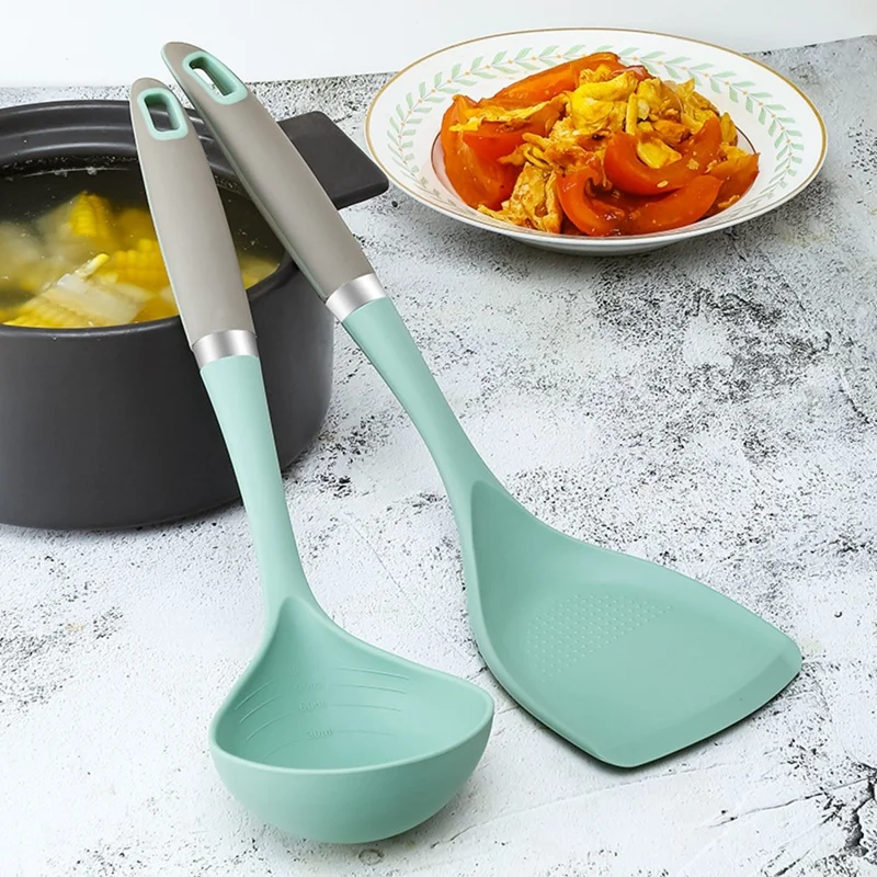 4Pcs / Set Silicone Kitchen Utensils Spatula Ladle Non-Stick Pan Cooking Tools (BPA Free, FDA Certified)